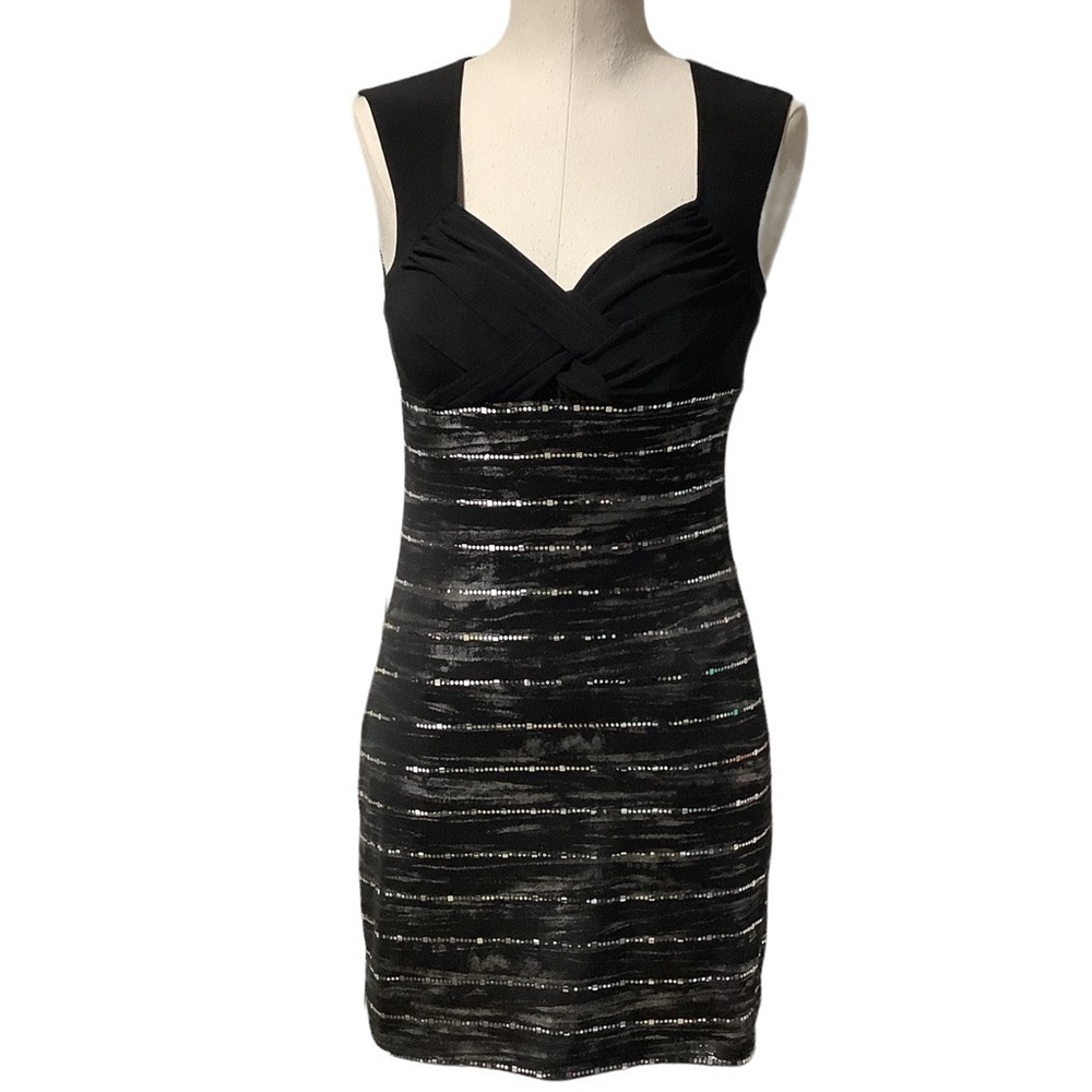 BODY CENTRAL Metallic Stripe Sleeveless Mini Dress Size S